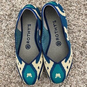 Rothy's Teal and Cream Patterned Flats 6
